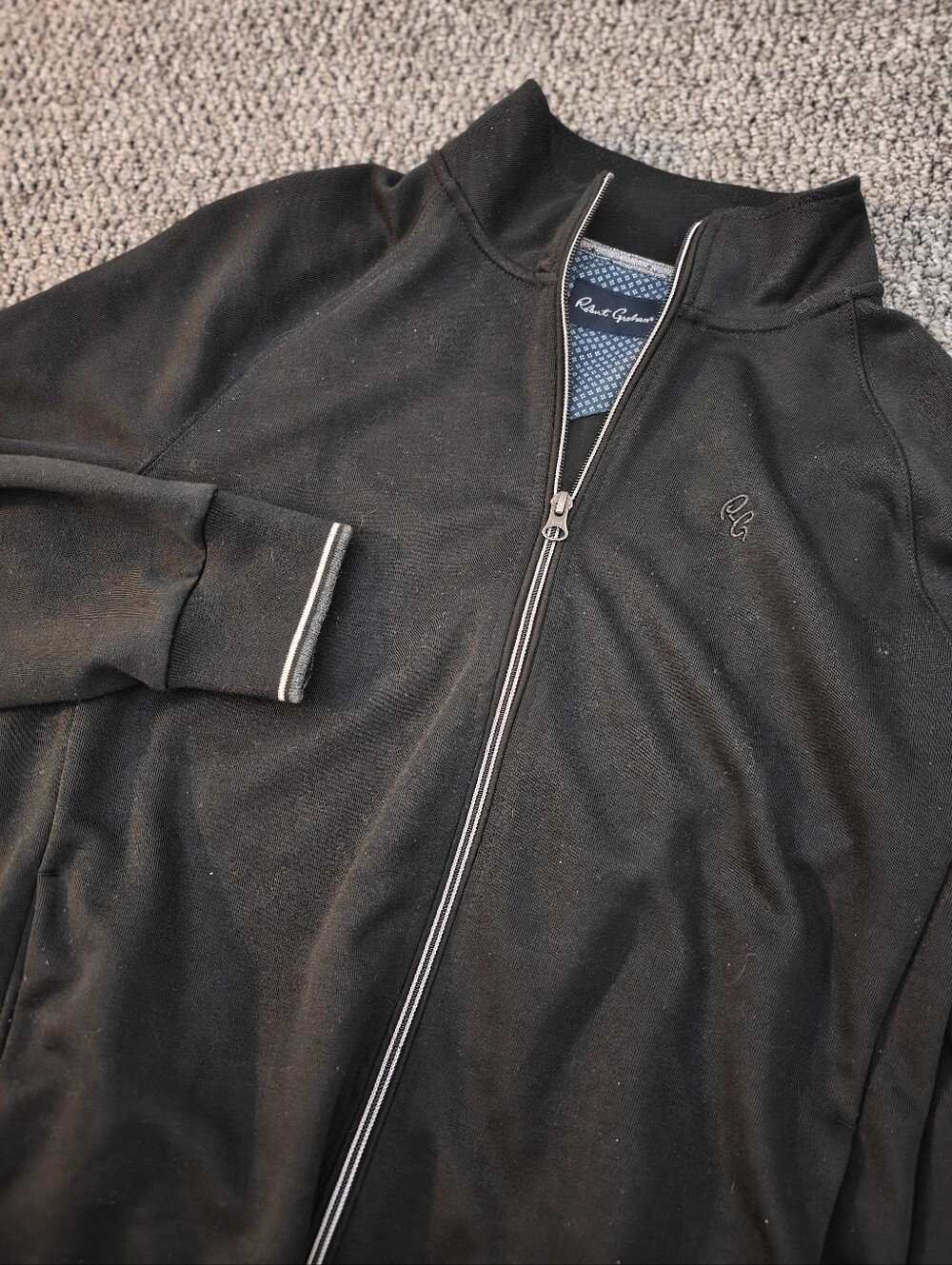 Robert Graham Men's Black Full-Zip Track Jacket Size S